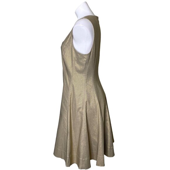 Tommy Hilfiger NWT $149 Gold Metallic Fit & Flare Mini Dress, Women’s Size 12 - Picture 8 of 13